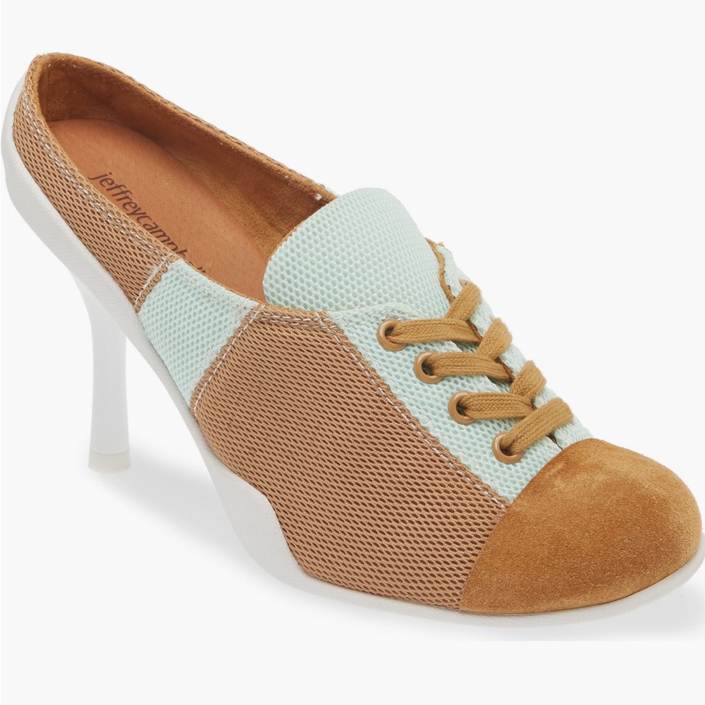 Jeffrey Campbell Blue and Tan Heels with Unique Design